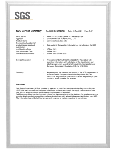 Pipette MSDS-GLASS